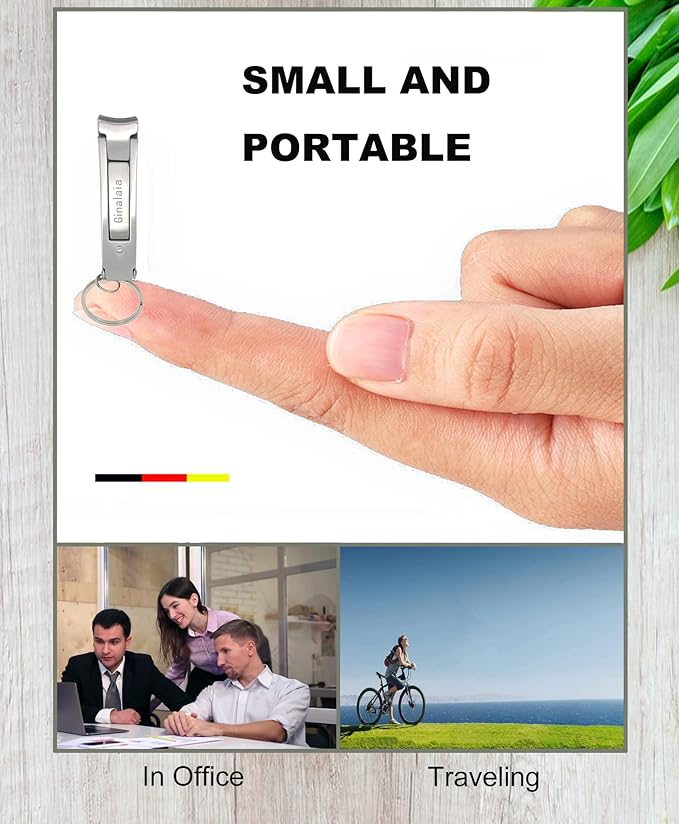 Stainless Steel Portable Nail Cutter，German Keychain Nail Clipper with File for Man and Women, Ultra Thin Flat Nail Clipper Perfect Use for Traveling、 Home 、 Office (Small, 2)