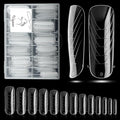 130 Pcs Poly Extension Gel Dual Nail Forms With Scale Builder Coffin Nail for Gel Manicure Art Design Salon DIY at Home (Long Round-Head Dual Forms Set)