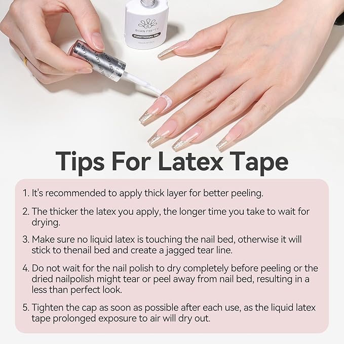 Born Pretty Liquid Latex for Nails,15ml Peel off Cuticle Guard for Nail Polish Air-Dry Liquid Latex Barrier Protector Nails Art Design