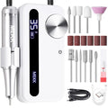 MEKK Nail Drill Kit,35000RPM Electric Nail Drill Professional Electric Nail File with 12PCS Bits,Anti-Shaking Cordless E Filer for Nails,Home & Salon(White)