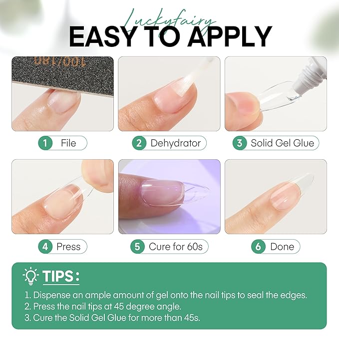 Nail Glue Gel for Nail Tips, Super Strong Solid Gel Glue U V Cured Needed, 15ml Soak Off Soft Adhesive Bonding for Acrylic Nails, Nails Extension Fake Nails
