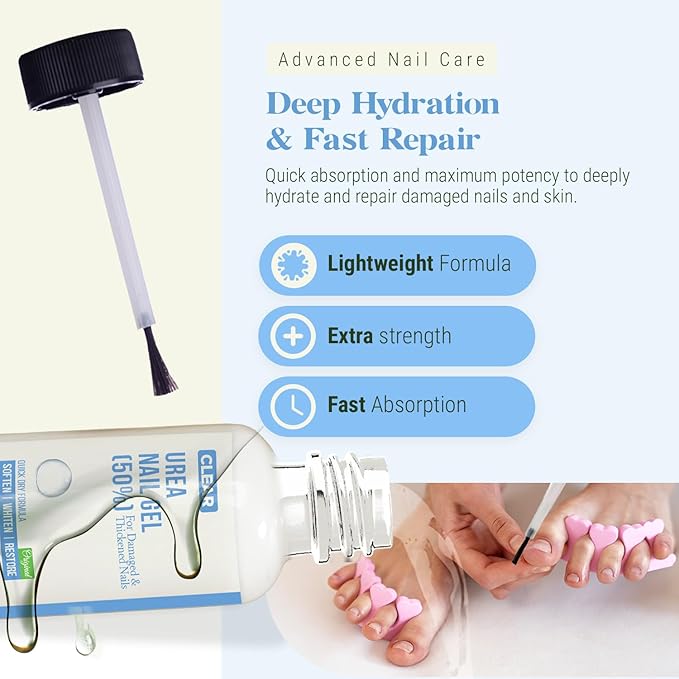 Urea 50% Nail Gel - Softens Cracked Heel Calluses & Thick Toenails - Repairs Damaged, Yellow, Discolored Nails – Highly Effective & Quick-Dry Fingernails & Toenail Treatment