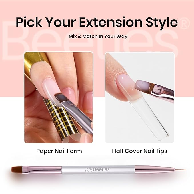 Beetles Hard Gel for Nails Kit Classic Neutral 3 Colors 9 in 1 Nail Extension Sculpting High Hardness for Salon Professionals Nude & Clear Builder Nail Gel UV & LED Cured