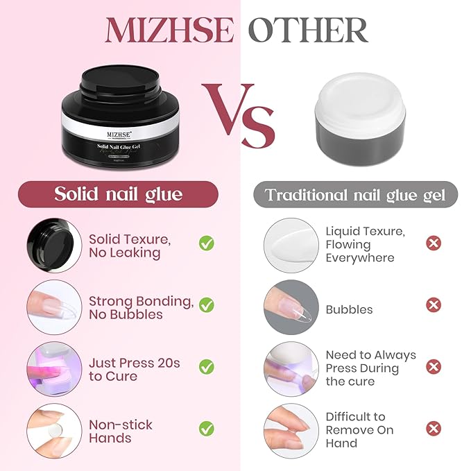 MIZHSE Gel Nail Kit, Solid Nail Glue Gels with 240Pcs Almond Medium Nails Tips Soft Gel Half Matte, Portable U V LED Nails Lamp Gels Extension Kit for Salon Art Home DIY Manicure