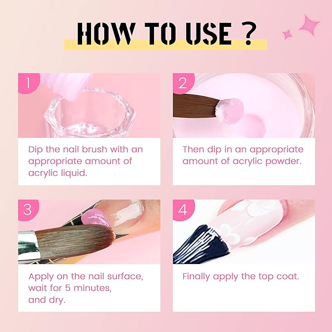 Aijimei 5pcs Acrylic Nail Brush Kit - Professional Manicure Tool for DIY and Salon