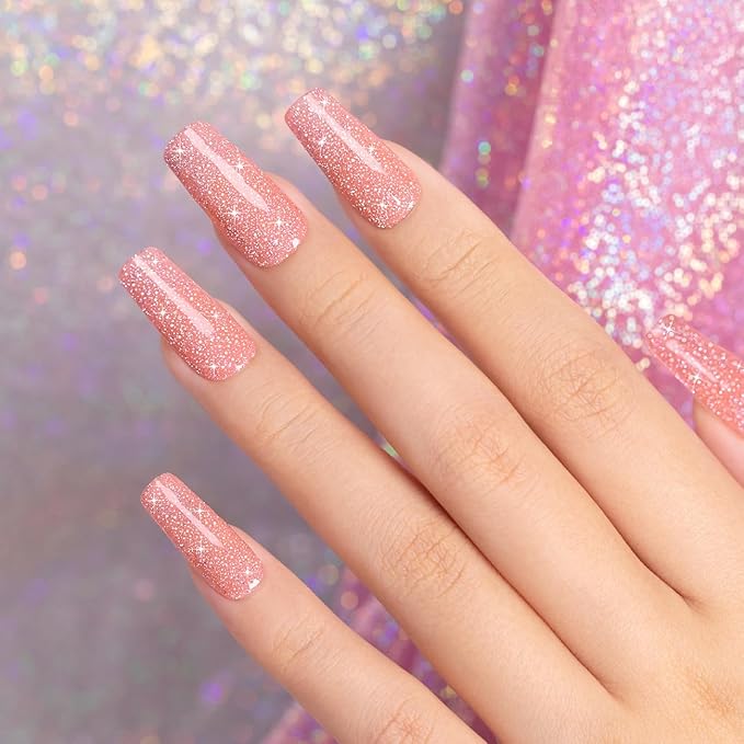 RARJSM Reflective Glitter Gel Nail Polish Nude Tea Rose Pink Sheer Jelly Gel Polish Flash Diamond Sparkle Rainbow Silver Shimmer Soak off Curing Requires 15ml for Home Salon