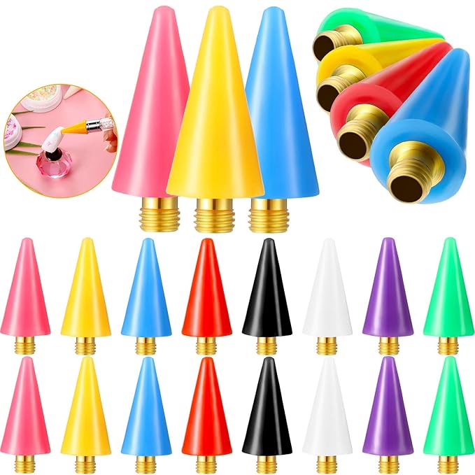 Blulu 16 Pcs Wax Head Tips Rhinestone Picker Tool Rhinestones Replacement Diamond Painting Tips for Nail Dotting Pen to Pick up Nail Gem Jewelry, Wax Head Accessories(Assorted Colors)