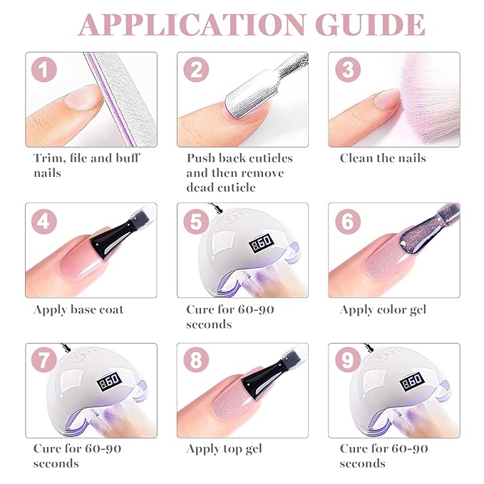 RARJSM Nude Baby Pink Rainbow Glitter Rubber Base Coat Gel Nail Polish Natural Skin Tone Iridescent Shimmer Brush on Extend Jelly Gelpolish Soak Off Curing Requires 15ml Salon Home French Manicure