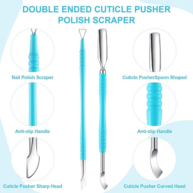 Mudder Acrylic Nail Clippers Kit False Nails Tips Cutter Professional Cuticle Trimmer Nipper Cutter Pusher Remover Stainless Steel Manicure Pedicure Art Tools Set Salon Home(Green)
