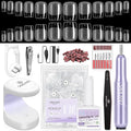 SAVILAND Gel Nail Kit: 500 Pcs Extra Short Square Nail Tips with Drill Kit 30-Day Strong Hold Gel Nail Tips X 12 Sizes Fake Nails with Glue & Nail Lamp For Beginners DIY At Home Nail Kit Gift