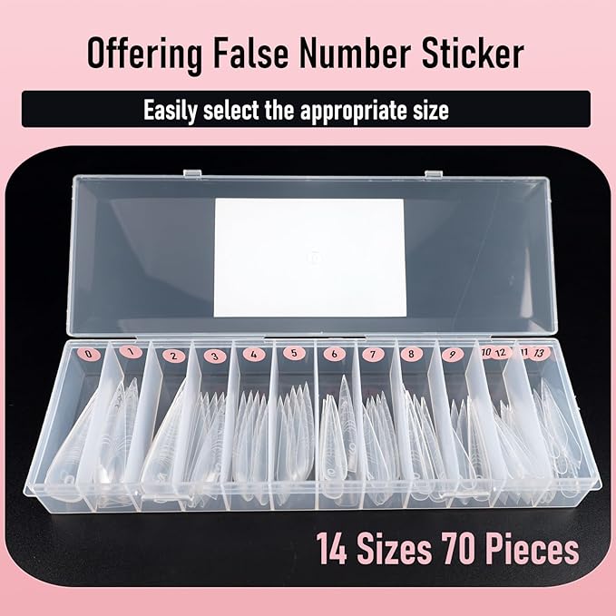 Stiletto Nail Forms, XXL Sculpted Dual Nails Molds Reusable Acrylic Builder Hard Gel Polygel Dual Forms for Nail Extension Salon Home DIY 14 Sizes 70 Pcs