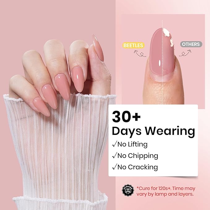 Beetles Hard Gel for Nails-Rose Dusk 1 oz 9 in 1 Nail Extension Sculpting High Hardness for Salon Professionals, Pink Builder Nail Gel, UV & LED Lamp Needed