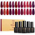 ROSALIND Red Gel Polish, 12 Colors Burgundy Glitter Red Nail Polish for Nail Art, Bloody Mary Collection Cherry Wine Colors Winter U V Gel Nail Polish Gift