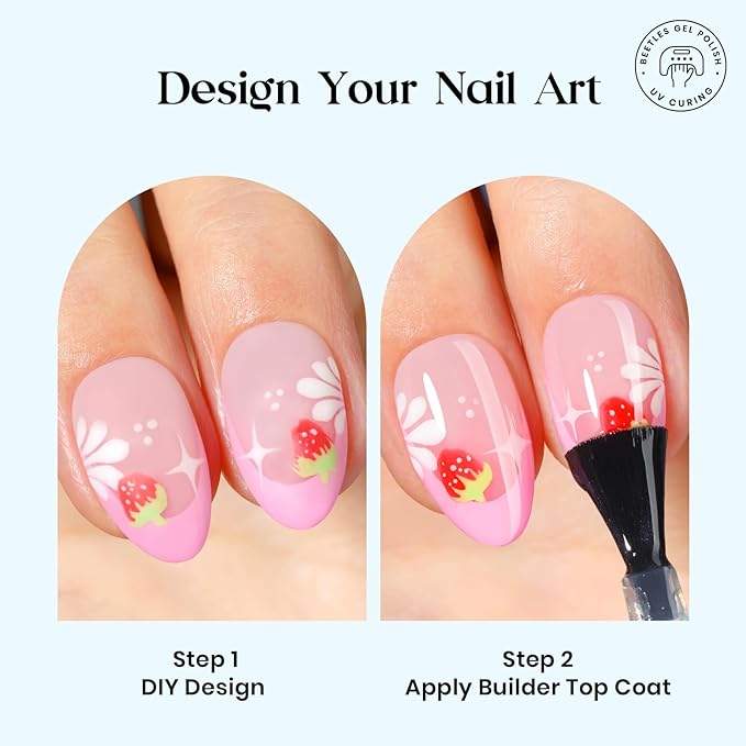 Beetles X Press Summer Nails Kit: Short Almond French Tip Press On Nails Kit With 7 Colors 224Pcs Rainbow Nail Tips Nail Glue & Builder Top Coat Mini UV Light, All-in-One DIY Gift For Women 16 Sizes