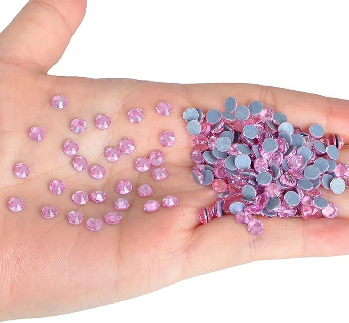 NCB 1440pcs Rhinestones for Crafting, Hotfix Rhinestones Come with Hot Melting Glue, Bright Color & Shining Flatback for Nails, Clothes, Decoration and Handicraft (Lt. Rose, SS20 4.8mm)