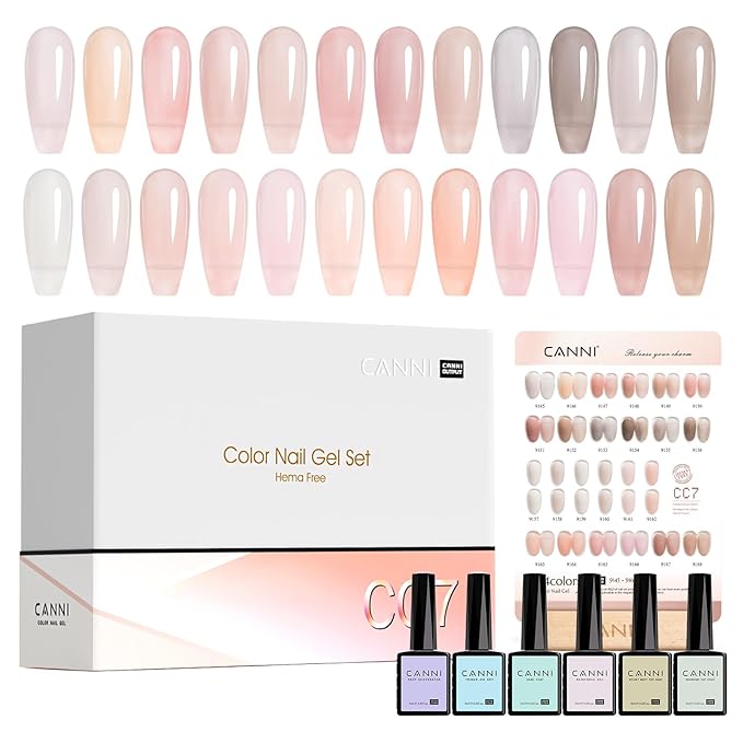 CANNI 30Pcs Jelly Gel Nail Polish Set - 9ML Transparent Nude Pink Milky White Grey Orange Gel for French Manicure, Soak Off UV LED Kit for All Seasons, Salon & DIY Use