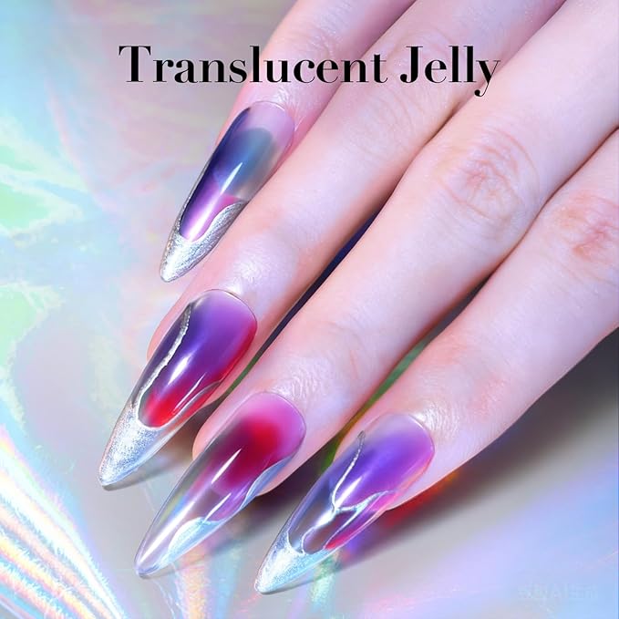 AZUREBEAUTY Dip Powder Nail Kit, 6 Color Jelly Glow Dipping, Natural French Nail Art Starter Manicure Salon DIY at Home