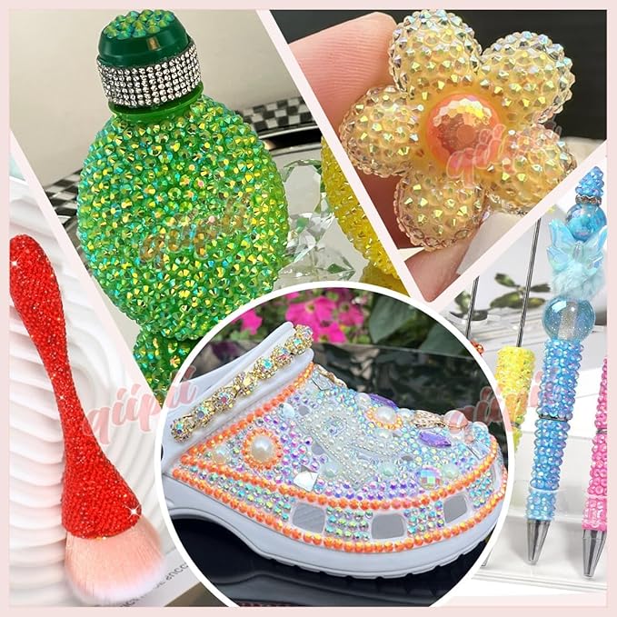 48 Color 4mm SS16 Jelly AB & Crystal Colorful Resin Rhinestones for Bedazzling Crafting Flatback Stones Gems Diamonds Bedazzler Kit for Nails Eyes Face Makeup Tumblers Bottles DIY Crafts Shoes