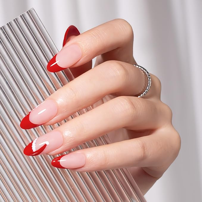 MAYCHAO Red Swirl Gel Liner Nail Art Polish, 8ml Classic Blood Red Gel Color Built-in Thin Brush, UV Light Cure for French Nail Tips DIY Manicure at Home Salon