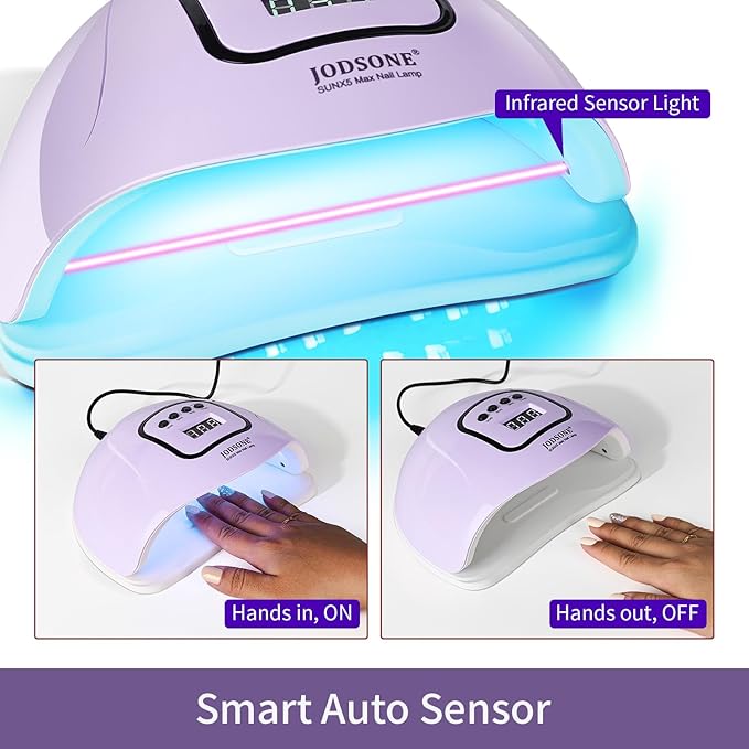 JODSONE U V LED Nail Lamp, Nail Dryer for Gel Polish with Led Light with Automatic Sensor & 4 Timers Purple