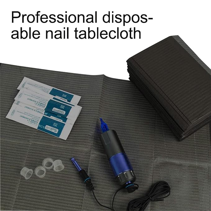 125PCS Disposable Nail Art Table Towels Mat 13" X 17" Waterproof 3 Ply Nail Art Mat Paper Sheet Clean Pads Tattooing Table Mat Nail Table Cover Tattoo Supplies (Black)