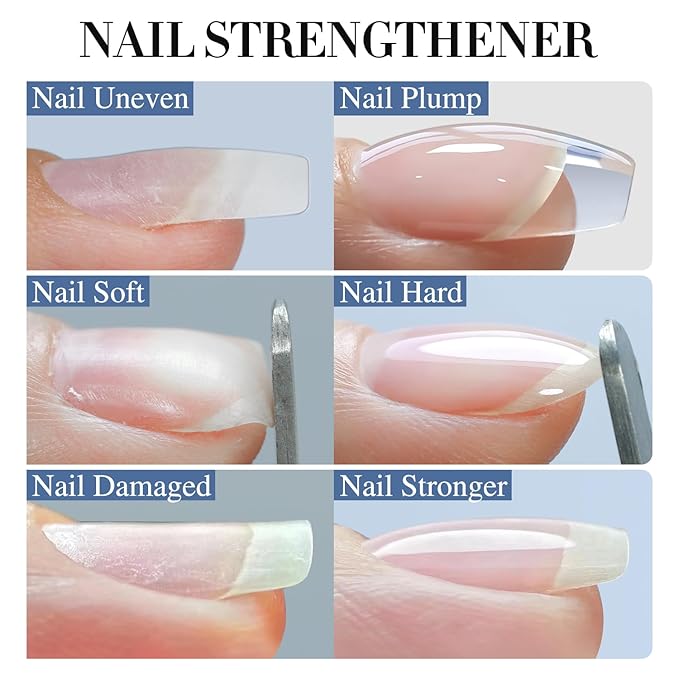 Double Rhythm 0.5Oz Nail Strengthener Rubber Gel Nail Polish 15ml Clear Builder in a Bottle Nail Thickening Extension Hard Structure Gel Glue (Clear 8 in 1-1)