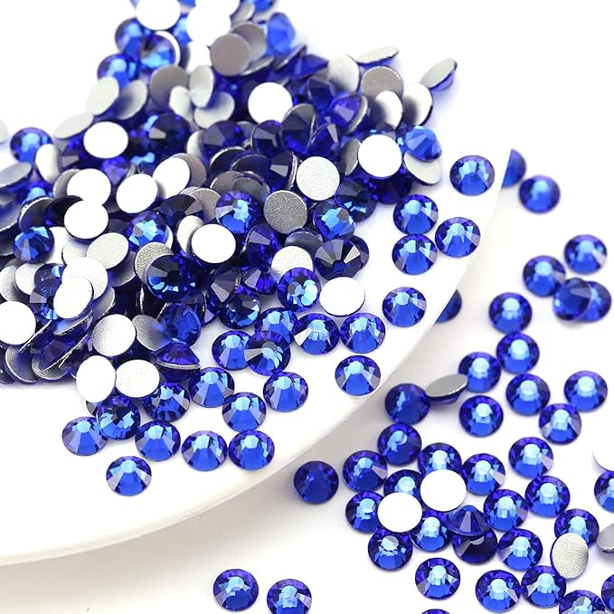 Novani Royal Blue Rhinestones, Flatback Loose Gemstones 1440pcs Glass Crystal Bulk for Clothes Shoes Crafts Makeup Nail Art and DIY Decorations(SS8, Sapphire)