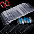 100PCS Transparent Nail Art Display Stand,With 2 Rolls Double-Sided Tape For Practicing,Acrylic Nail Tips Display Strips,Fake Nails Art Tips Practice Holder For Salon Home Nail Accessory Office Decor