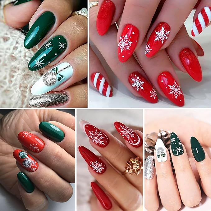6 Box Chrome Nail Powder, Chrome Effect Nail Powder Set, Shiny Nail Glitter Powder with Magic Mirror Effect for Nail Art Design Decoration(Christmas Color Series)