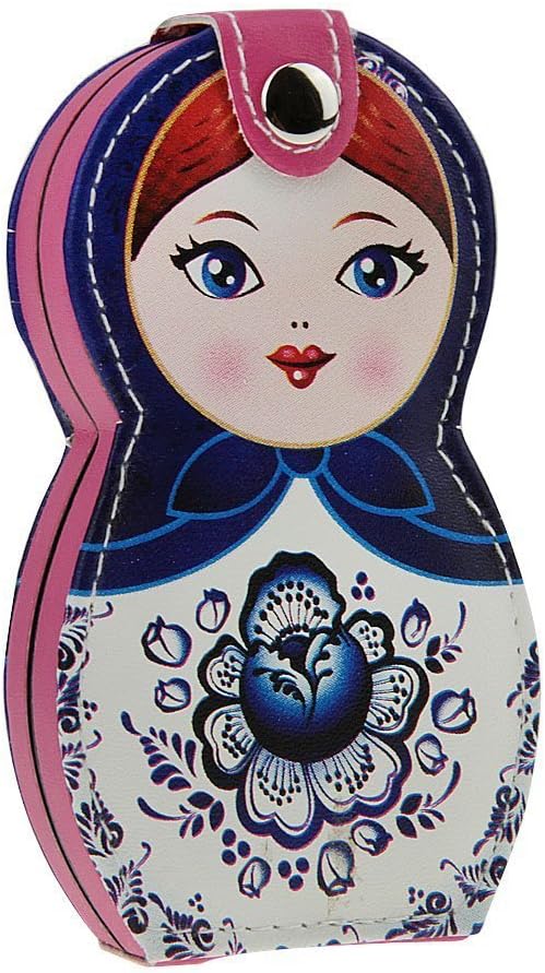 Aibearty Adorable Russian Doll Pattern Stainless Nail Clippers Set of 6Pcs, Professional Grooming Kit, Nail Tools with Luxurious Travel Case