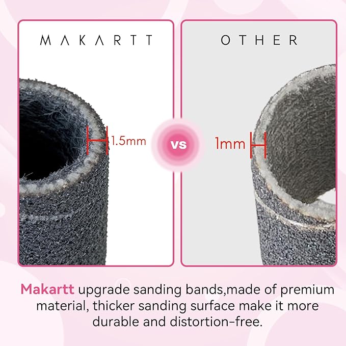 Makartt Sanding Bands for Nail Drill - 100 Pcs #180-Fine Grits Nail File Sanding Bands for Drill Bits, Nail Prep Smooth Polish, Upgrade Thicker Durable Sanding Drill Bit for Acrylic Nails Gel, Black