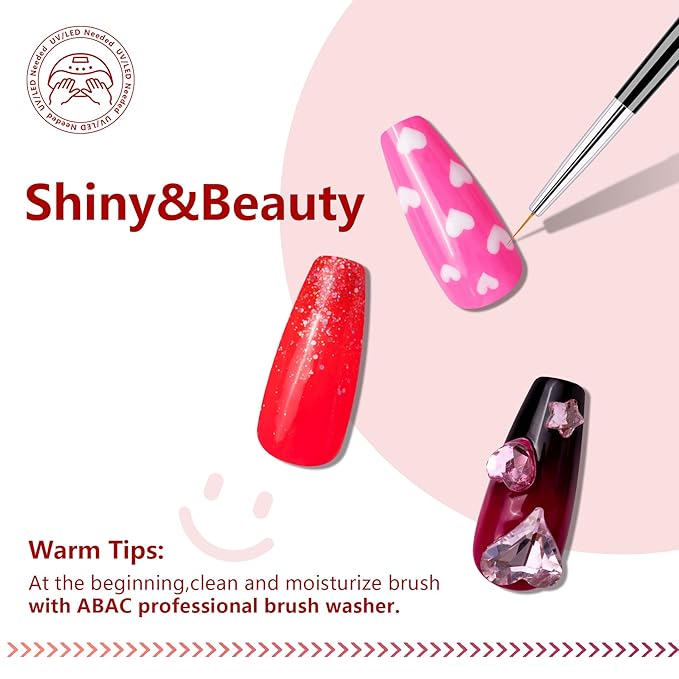 ABAC 24 Color Solid Gel Nail Polish,Ombre Gel Nail Polish,Pat Paint Nail Gel - Rose Gold Glitter & Wine Red Shades w/Pro Brush | No-Spill,Hema-Free for Date Nights,Holiday Gifts & Home Manicure