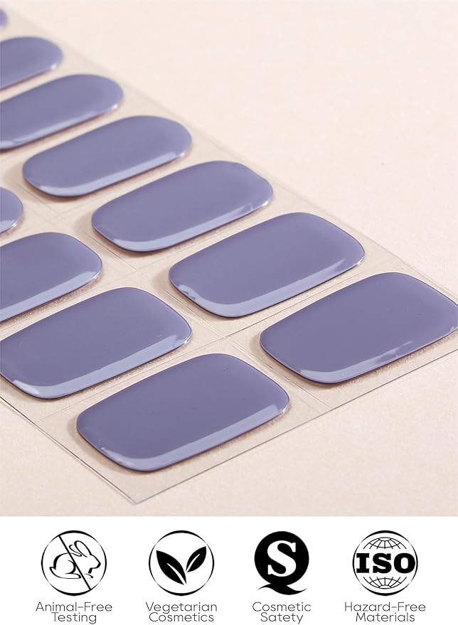 Semi Cured Gel Nail Strips - UV Light Gel Nail Stickers - 20 Long Lasting Salon Quality Wraps (Violet Moonlight)