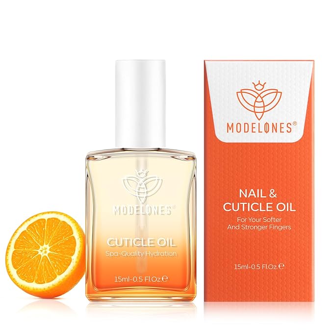 modelones Nail Strengthener Cuticle Oil for Nails Orange Nail Oil for Growth and Strength Nail Growth Oil Cuticle Care Quick Dry Nail Care Moisturize and Strengthen Damaged Nails 15ml 0.5Fl Oz