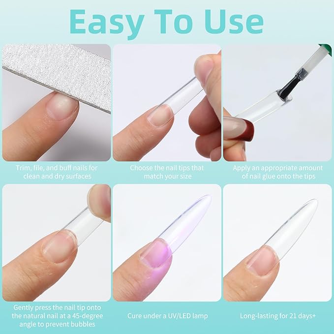 Long Round Nail Tips, 240Pcs Full Cover Soft Gel Nail Tips Pre-shaped 2XL Shape Clear Acrylic False Nail Fake Nail Extension Press On for Salon Home DIY 12 Sizes