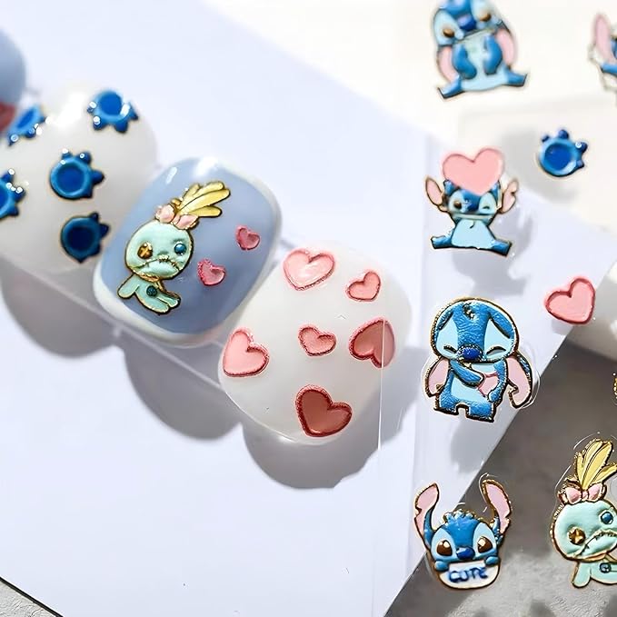 Dedyel 5D Embossed Cute Nail Art Stickers Cartoon Kawaii Design Anime Self Adhesive Nail Stickers for Women Kids Girls Nails Art Decorations