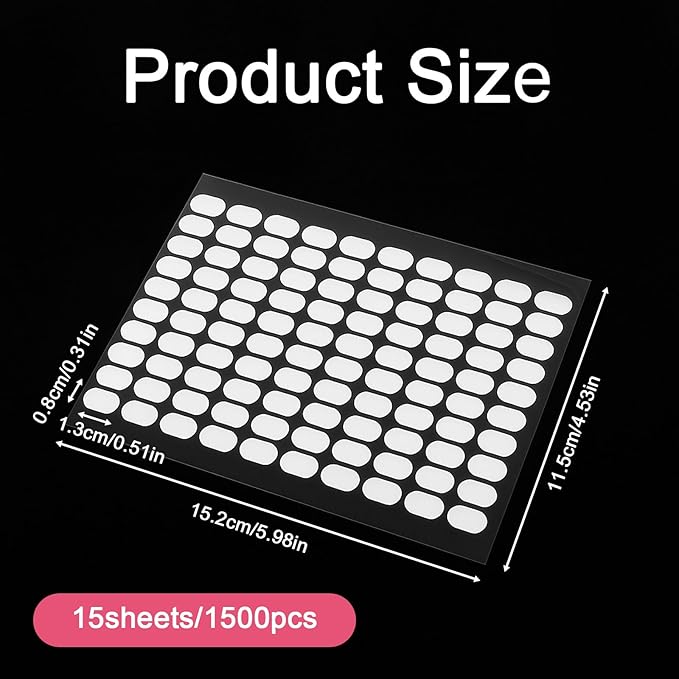 1500 Pcs False Tip Double Sided Adhesive Tapes, Clear Pre-Cut Nail Display Strips, Press on Fingernail Stickers for Manicure Nail Art Holder