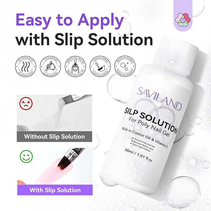 SAVILAND Hema-Free Poly Gel Nail Kit Starter: 4 Colors Natural Clear Poly Nail Gel with U V Lamp Slip Solution Quick Dry Nourish Nails 28 Days Durable DIY Salon Home Use