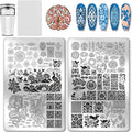 PH PandaHall 2pcs Chinese Style Nail Stamp Plate Dragon Porcelain Texture Print Art Template Stainless Steel Nail Image Plate Nails Stencils for Women DIY Printing 5.7x3.7 inch