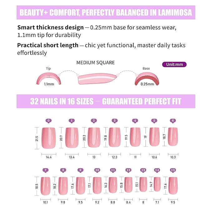 LAMIMOSA 32Pcs Press On Nails Short Square – Soft Gel Navy Blue Fake Nails in 16 Sizes, Reusable Glue on Nail kit, NAVY BLUE