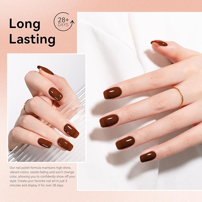 MEGIOR Tortoise Sheer Jelly Gel Nail Polish 0.5 Fl Oz Jelly Brown Caramel Transparent Soak Off UV LED Lamp Light Cure Amber Gel Polish for Salon and Nail Art Starter Manicure DIY at Home