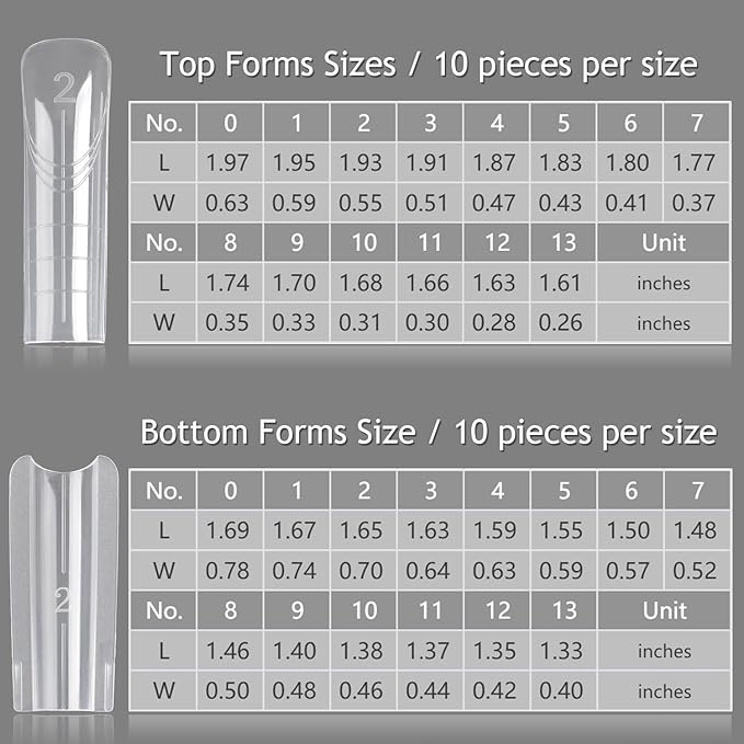 Sandwich Dual Nail Forms Kit, 280PCS Straight Square Top and Bottom Dual Forms for Builder Gel, Reusable Acrylic Nail Extension Molds with Guide Lines, Professional Manicure Supplies