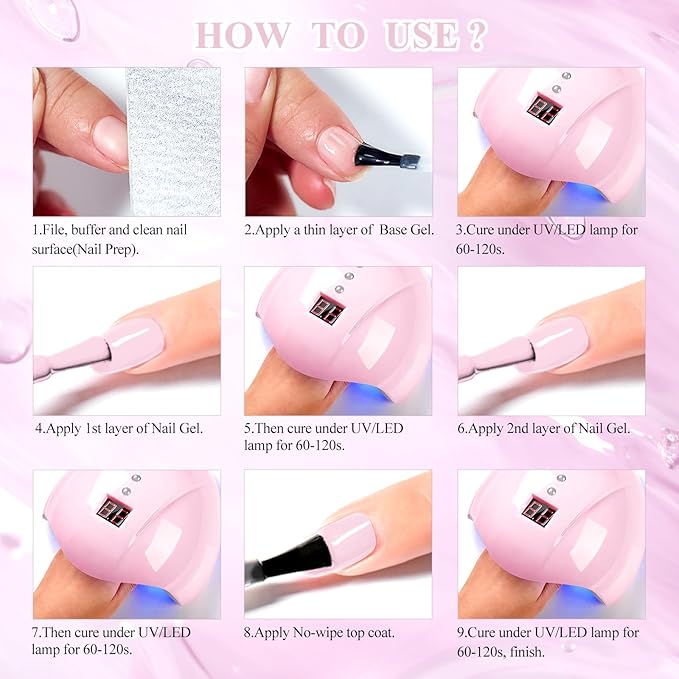MTSSII 6PCS Jelly Gel Nail Polish Transparent Pink Green Violet Colors Sheer Nude Gel Polish Kit for Salon Gel Manicure and Nail Art DIY at Home
