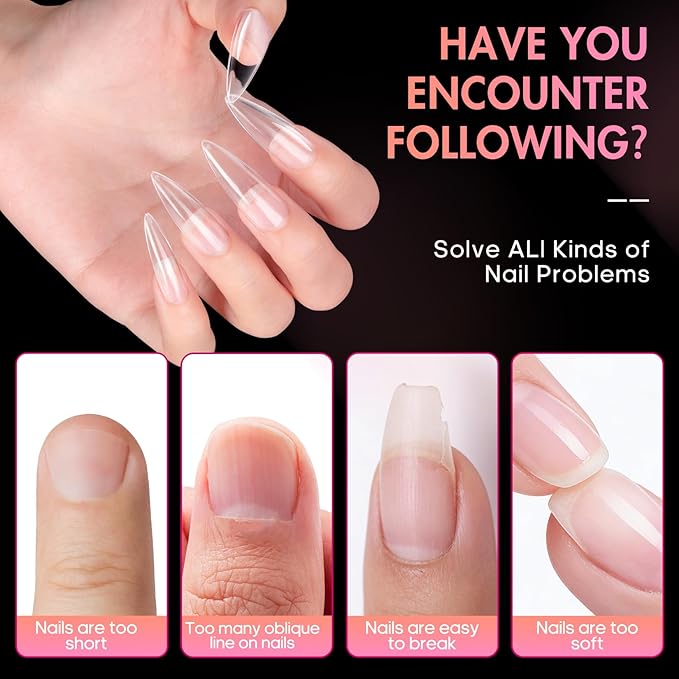 Ranrose Long Almond Nail Tips: 240pcs Nail Tips Full Cover False Nail 12 Sizes Half Matte Pre-shape Acrylic Almond Shaped Press On Nail Tips DIY Nail Salon
