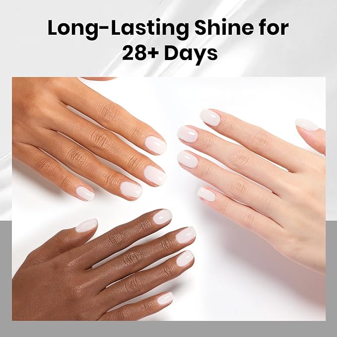 Beetles Milky White Gel Top Coat 15ML - 2-in-1 No Wipe Top Coat Gel Nail Polish Non Yellowing White Shine Finish and Long Lasting, Soak Off UV LED Nail Lamp, Nails Art Design Manicure Gifts for Women