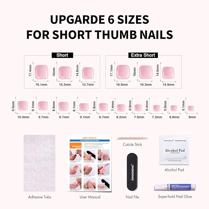 Soft Gel Press on Toenails Short - SHANGMENG White French Tips Toenails Press ons for Women, Fit Naturally Press on Toe Nails in 16 sizes - 32 pcs Fake Toenails with Glue, Shimmery French