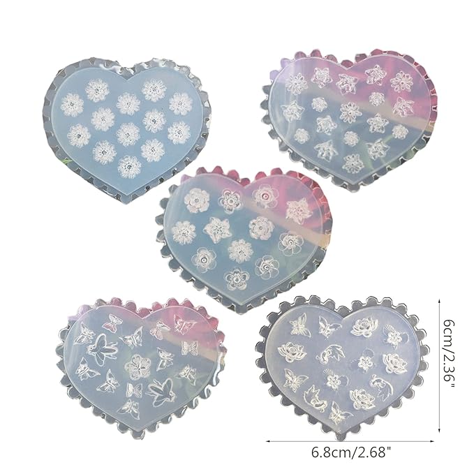 5PCS Flowers Silicone Nail Art Decortive Design 3D Silicone Mold for Nail Art Decorations