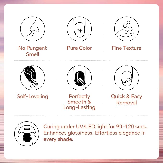 3-Free Gel Nail Polish Set - 6Pcs 10g Nude Pink Jelly UV/LED Gel, Long Lasting High Gloss Soak Off Nail Gel, Nail Beauty Design Manicure for Professional, Salon & Home Use, No Hema & TPO & Di-Hema