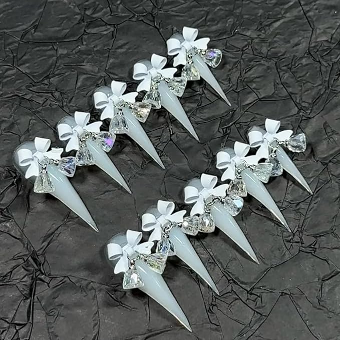 Halloween Press Claw on Nails Long Short Medium Curved Stiletto Handmade Gothic Design Horror Vampire False Nails Dragon Cat Claw Press on Nails Glossy Glue on Nail Thick Acrylic False Nails