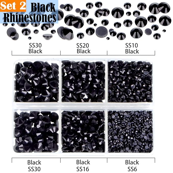 LPBeads 10000pcs Hotfix Rhinestones Flatback Glass Crystal Clear Red AB Crystal and Black Rhinestone with Tweezers and Picking Pen for Crafts Clothes Nail Art